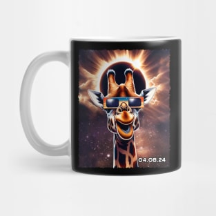 Eclipse Safari: Majestic Giraffe Under the Celestial Solar Event Tee Mug